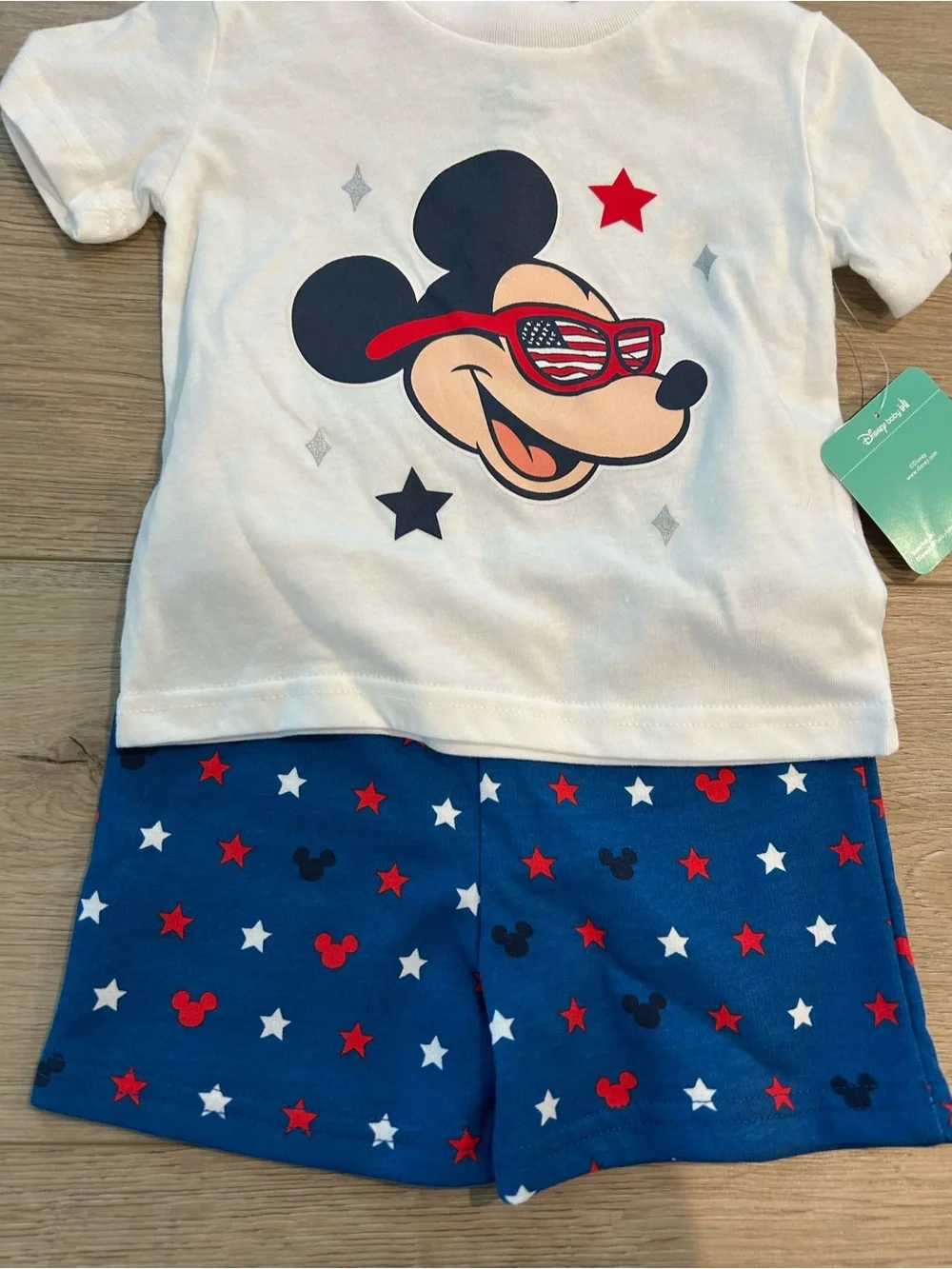 NWT Disney Mickey Mouse Patriotic 2-Piece Set Red, White, & Blue Sz 12 months